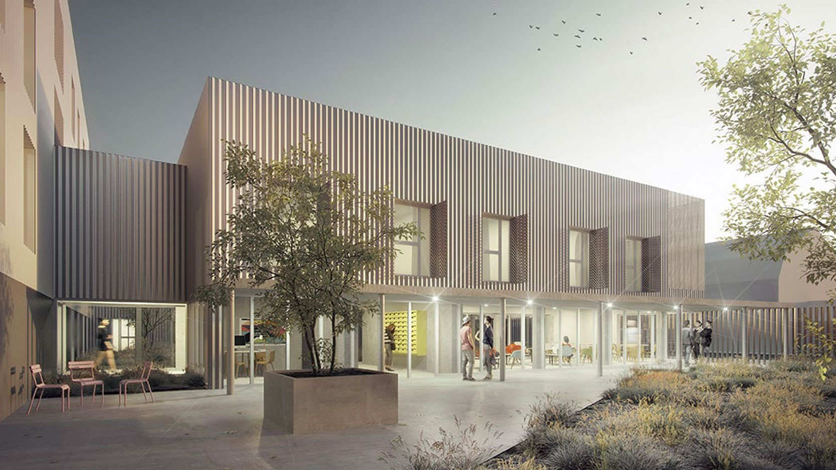 1ers modules bois d’Alpha City, CROUS La Roche-sur-Yon