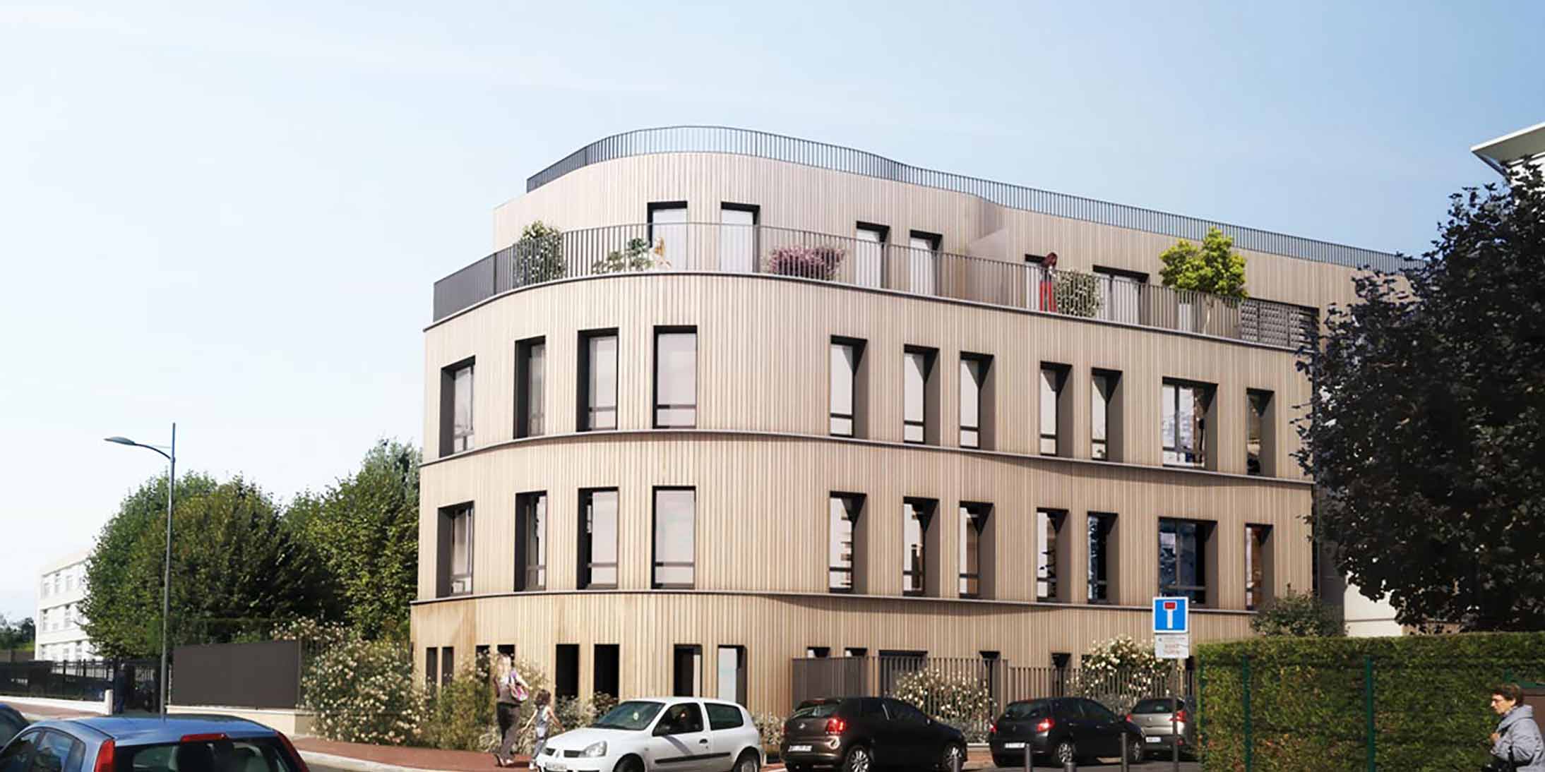 À Enghien les Bains, Ossabois a réalisé une construction durable de 17 logements écologiques avec le bois matériau de construction.