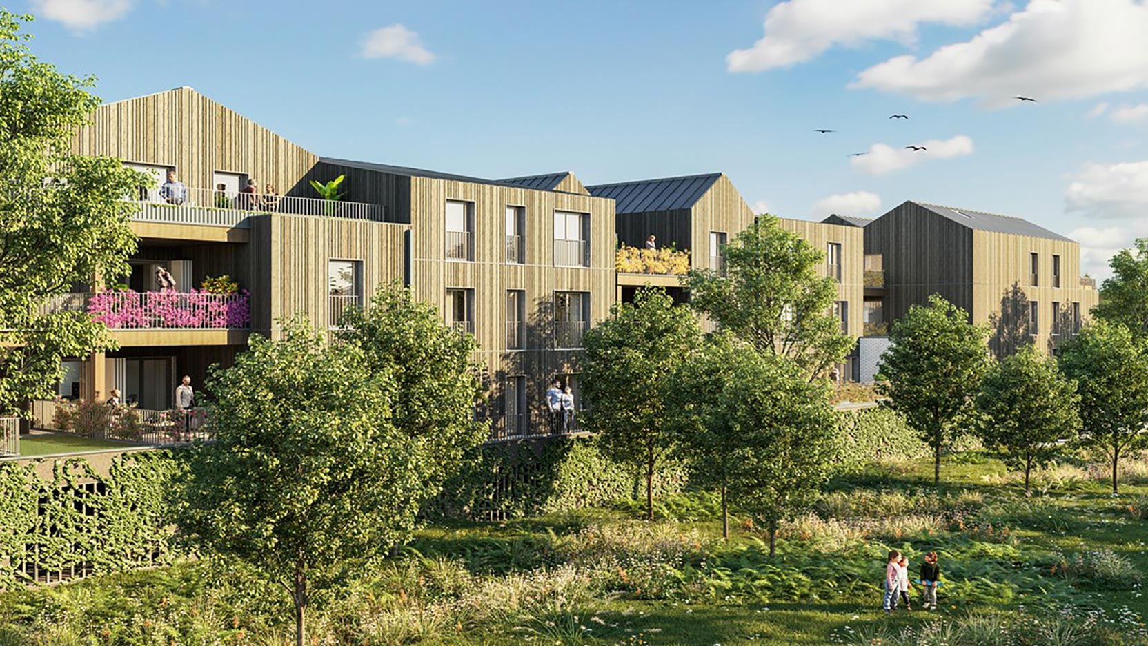 La résidence de logements à ossature bois Wood I Like au sein de l’éco-quartier de l’Île de la Marne à Noisy-le-Grand prend forme