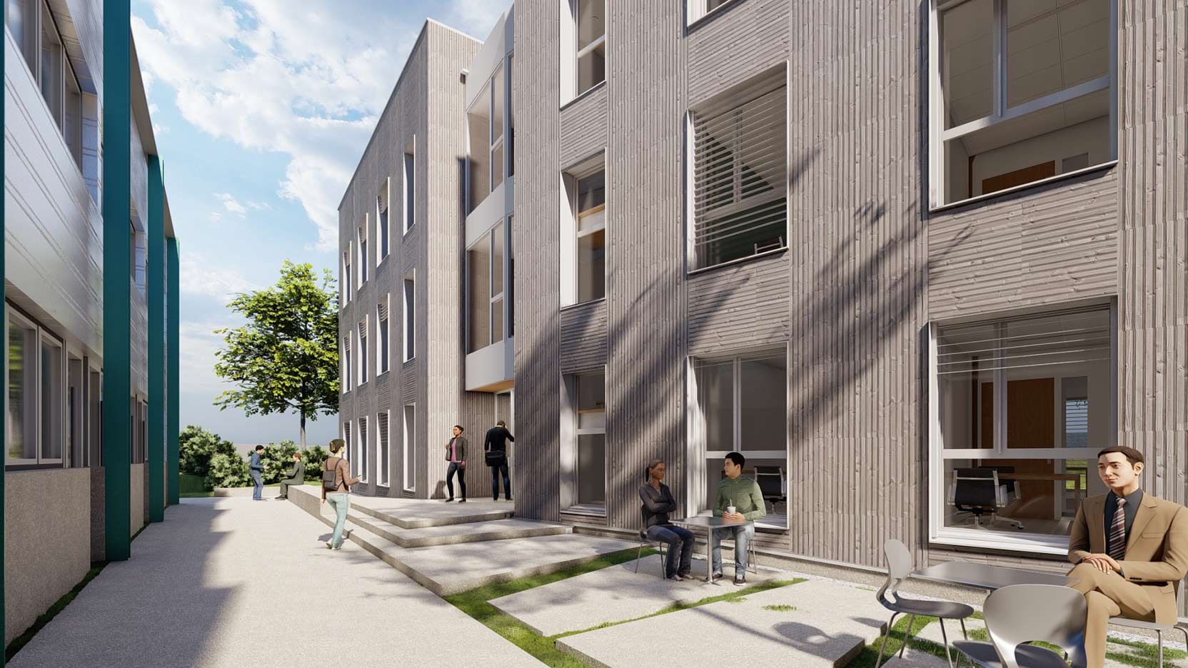 Ossabois a réalisé 1 000 m² de bureaux modulaires 3D en bois pour le siège de la SEMITAN à Nantes.